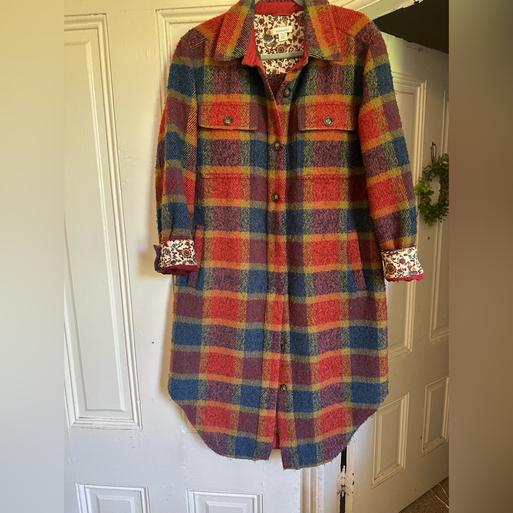 The cutest Sundance plaid long utility multicolor jacket size small guc